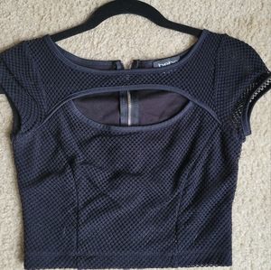 bebe Mesh Panel Zip-Back Crop Top - Sporty Chic